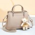 Fashion handbag women 2024 new casual women's shoulder bag large capacity soft leather multi-layer teddy bear pendant women's bag