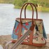 2025 Hot Selling Canvas Splicing Leather Garden Large Capacity Graffiti Painted Tote Bag Handheld Single Shoulder Crossbody Bag