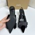 ZA2024 Autumn/Winter New Women's Shoes Black Velvet Effect Bow Decoration Pointed High Heels Thin Heels Bare Heels Women's Shoes