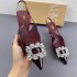 ZA new 2024 summer pointed slim heel shallow mouth rhinestone embellished high heels, women's bag, back strap sandals, women's fashion