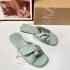 ZA Summer 2024 New Product Summer Square Head Flat Bottom French Green Casual Cross Silk Strap Comfortable Sandals for Women