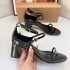 ZA2024 autumn new black patent leather effect fashionable round toe thick heel high-heeled sandals with buckle strap