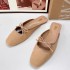 ZA New Product 2024 Autumn French European and American Style Flat Flat Bottom Strap with Bow Strap, Half Trailing Dew Heel Sandals for Women