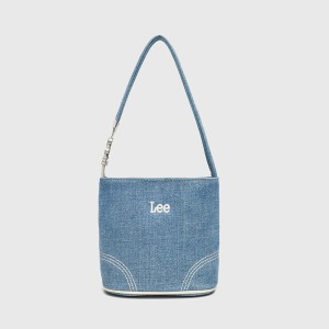 Lee's new washed denim denim blue handbag with large capacity for commuting, lightweight, casual and fashionable one shoulder bucket bag