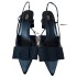 ZA2024 Autumn New Product Women's Shoes Black Bow Decoration Dew Heel Thick Heel Pointed High Heels Shallow Mouller Sandals