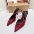 ZA Series 2024 Autumn New French Red Pointed Bow High Heels with Headless Back Air Single Shoes Sandals for Women