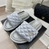 2023 Spring/Summer Lingge Small Fragrant Wind Velcro Sponge Cake Thick Bottom Bread Slippers Women's One Word Casual Sandals for Outerwear