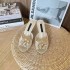 2024 lace round toe high heels, mesh breathable rhinestone slim heel DG sandals, flat heel black 6CM 9CM wedding shoes