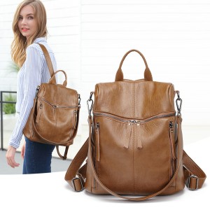 Soft leather backpack lightweight women's outdoor backpack Korean version new large capacity sheepskin casual waterproof travel bag