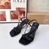 ZA's new 2023 fashion summer slim strap high-heeled women's shoes with square toe and back strap fashion open toe sandals for women