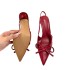 2024 autumn new red patent leather bow decoration pointed high-heeled M ü ller shoes with a single back empty toe cap sandals for women