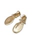 2024 Summer New Product Gold Metal Leather Toe Flat Bottom Casual Strap Beach Vacation Sandals for Women