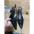 ZA Women's Shoes 2024 Autumn New Black Pointed Bow Shallow High Heels Thin Heels Baotou Sandals Back Air