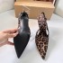 ZA New Product 2024 Autumn/Winter Leopard Pattern Shallow Mouth High Heels with Thin Toe and Strap Fashion High Heels Sandals for Women