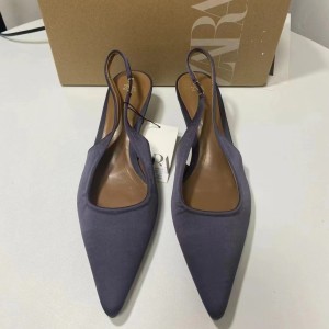 ZA Summer New Collection 2024 Purple Pointed Daily Versatile Rear Strap Small High Heels European and American Fashion Sandals for Women