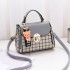 New Small Bag for Women 2024 Korean Edition New Trendy Fashion Girl Single Shoulder Crossbody Bag with Grid Pattern Small Square Bag, One Piece Hair Replacement