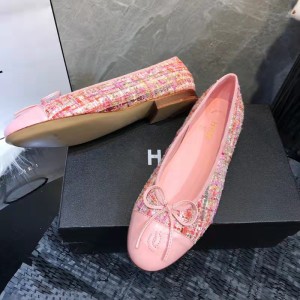 Xiaoxiang ballet shoes 2022 new round toe color blocked woven loafers women's leather flat bow single shoes