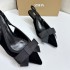 ZA2024 Autumn/Winter New Women's Shoes Black Velvet Effect Bow Decoration Pointed High Heels Thin Heels Bare Heels Women's Shoes