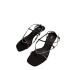 ZA2024 Autumn New High Heels Black Shiny Surface Water Diamond Style Elegant Square Head Pinch Toe Dew Heel Fine Heel Sandals