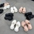 2024 new thick soled slippers for women, with a cross shaped sponge bottom and a height increase of 7cm for small people. New one-piece cool mop for outdoor wear