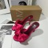 ZA Women's Shoes 2024 Spanish Spring New Product Women's Shoes Big Bow Decoration Polyester Rose Red Stiletto Sandals