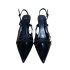 ZA Women's Shoes 2024 Autumn New Black Pointed Bow Shallow High Heels Thin Heels Baotou Sandals Back Air