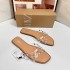 ZA series 2024 summer new flat bottomed women's shoes transparent cross band granular rhinestone sandals for women's outdoor wear