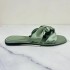 ZA2024 summer new women's shoes with green silk texture for wearing flat sandals for women