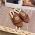 European and American style 2024 summer new style exterior metal buckle letter flat bottomed one character beach casual fish mouth slippers