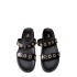 ZA2024 Summer New Product Black Fashion Metal Round Buckle Decoration Casual Breathable Thick Bottom Two Strips with Sandals for Women