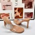 ZA New Product 2024 Summer French Transparent Straightened High Heels with Splicing Water Diamond Rear Hollow High Heels Sandals