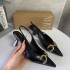 ZA new 2024 summer pointed straight strap shallow mouth slim heel high heels women's metal buckle back empty sandals women's fashion