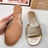 ZA's new 2024 round toe woven open toe slippers are versatile for home and outdoor wear, with a shiny flat sandal and a one-piece strap