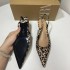 ZA women's shoes 2024 autumn new pointed leopard print high heels, slim heels, empty kitten heels, toe sandals, shallow breath