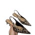 ZA women's shoes 2024 autumn new pointed leopard print high heels, slim heels, empty kitten heels, toe sandals, shallow breath