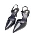 ZA women's shoes 2024 summer new women's shoes high heels black patent leather pointed toe buckle high-heeled sandals for women