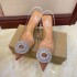 ZA new 2024 summer pointed high-heeled sandals for women, transparent rhinestone temperament, M ü ller shoes for women, back strap sandals for women