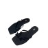 ZA Women's Shoes 2024 Spring/Summer New One Word Claw Toe Flat Bottom Casual Bow Decoration Black Fashion Flat Bottom Cool Slippers