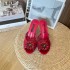 2024 lace round toe high heels, mesh breathable rhinestone slim heel DG sandals, flat heel black 6CM 9CM wedding shoes