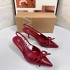 ZA2024 autumn hot selling new red patent leather bow decoration pointed high heels with a straight back empty toe cap sandals for women