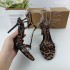 ZA2024 new leopard print high-heeled shoes with a one-piece temperament, slim heels, and exposed toes for women. Leopard print high-heeled fashion for women