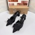 ZA Early Autumn New Black Pointed Bow Thick Heel Strap High Heels Women's Bag Head Design Sandals