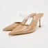 ZA new 2023 summer pointed thin heel shallow mouth high heels for women, transparent straight strap, fashionable sandals for women's fashion