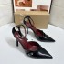 ZA's new 2024 burgundy French high-heeled shoes with pointed cutouts and straps, featuring a niche style for women wearing sandals