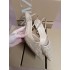 ZA2024 autumn new style rear strap temperament fine high heels with pointed toe, embroidered beaded mesh sandals for women