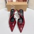 ZA Series 2024 Autumn New French Red Pointed Bow High Heels with Headless Back Air Single Shoes Sandals for Women