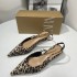 ZA women's shoes 2024 autumn new pointed leopard print high heels, slim heels, empty kitten heels, toe sandals, shallow breath