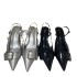 ZA2024 New Fashionable Low Heel Pointed Straight Strap Buckle Square Buckle Silver Metal Strap Sandals for Women