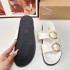 ZA2024 Summer New Double Buckle Retro Flat Bottom Beach Shoes with One Belt Cool Slippers for Women's Singles and Outskirts for Women