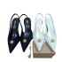 ZA2024 new kitten heel black metal inlaid fabric pointed exposed heel with toe cap and empty high-heeled sandals